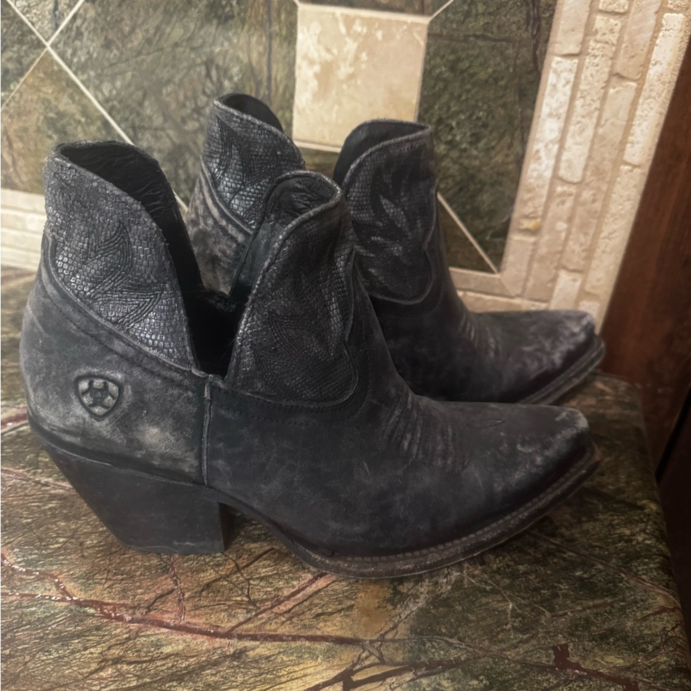 Ariat Black Distressed Western Ankle Booties